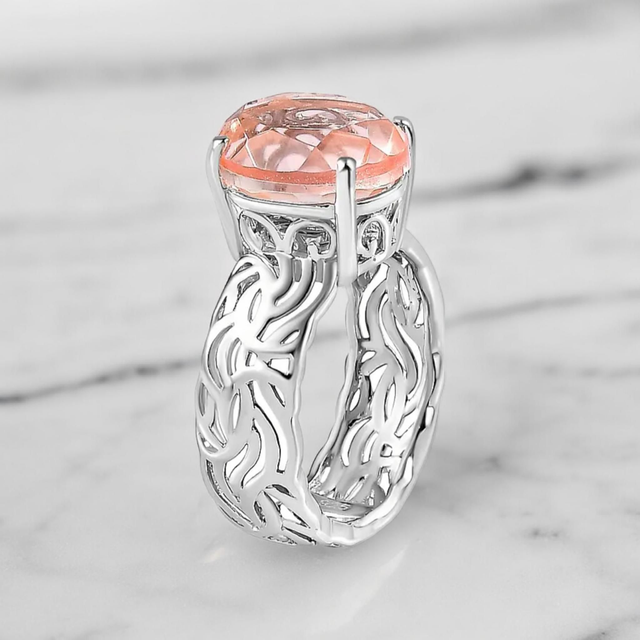 Natural Brazilian Morganite Sterling Silver Ring.