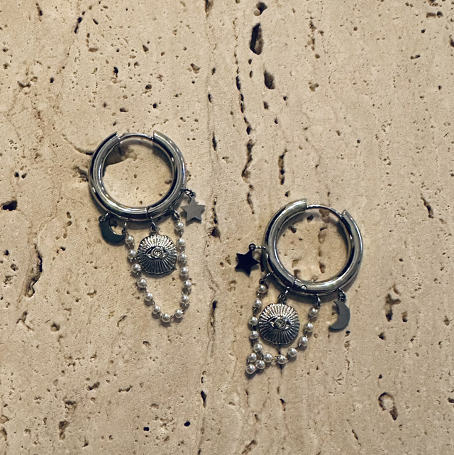 Oorbellen oog zilver 