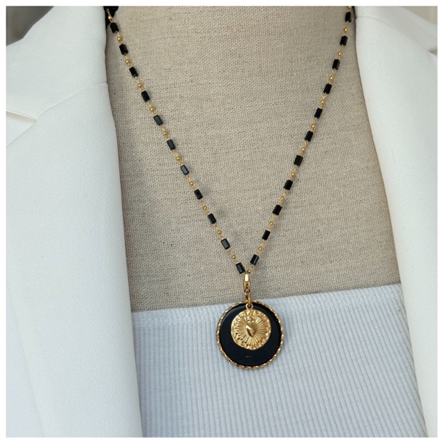 Collier ex voto noir et doré