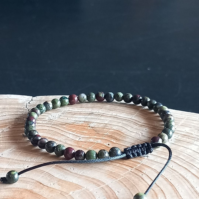 Bracelet ajustable en Jaspe sang de dragon