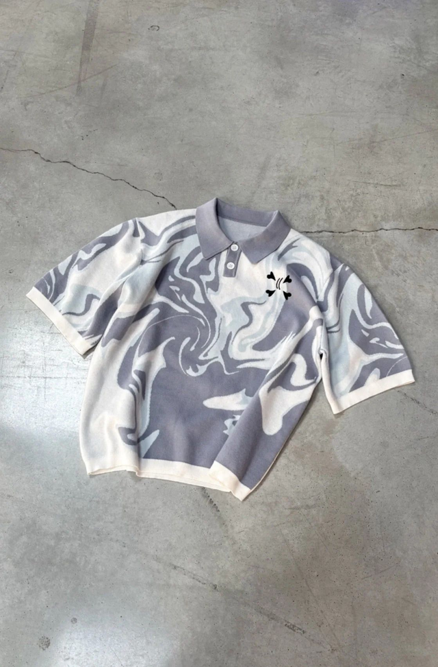Purple Place Knit Tee - Gray & White