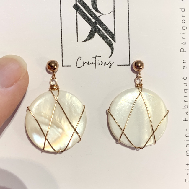 Boucles d’oreilles nacre en or rose laminé (Goldfilled)