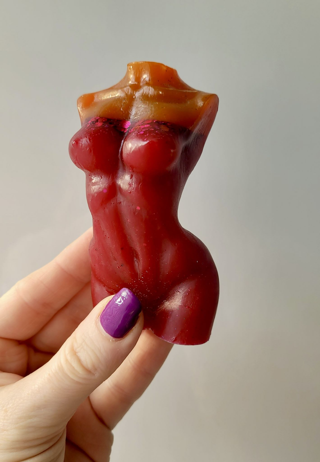 Female Body Ornament - Orange and Red Glitter