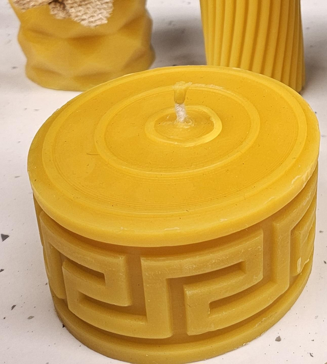 Wide Geometric Pillar Candle 