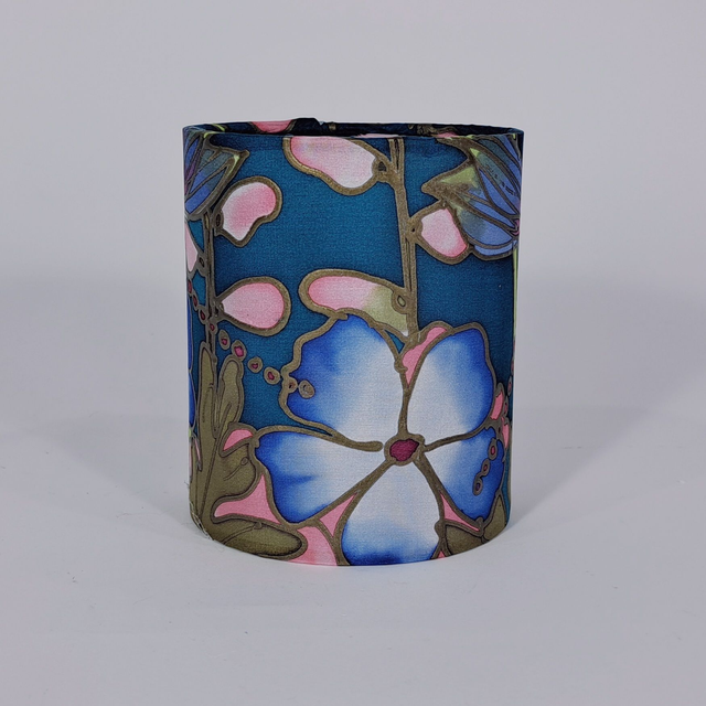 Teal dragon hand painted silk tealight holder 