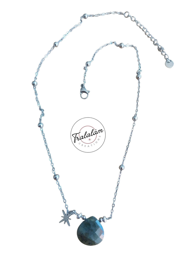 ✨Collier "Les Jolies Pierres" Labradorite argenté ✨