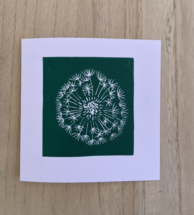 Dandelion Lino printed Card