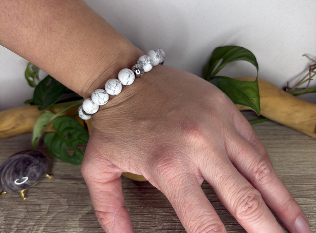 Bracelet en Howlite et acier inoxydable 
