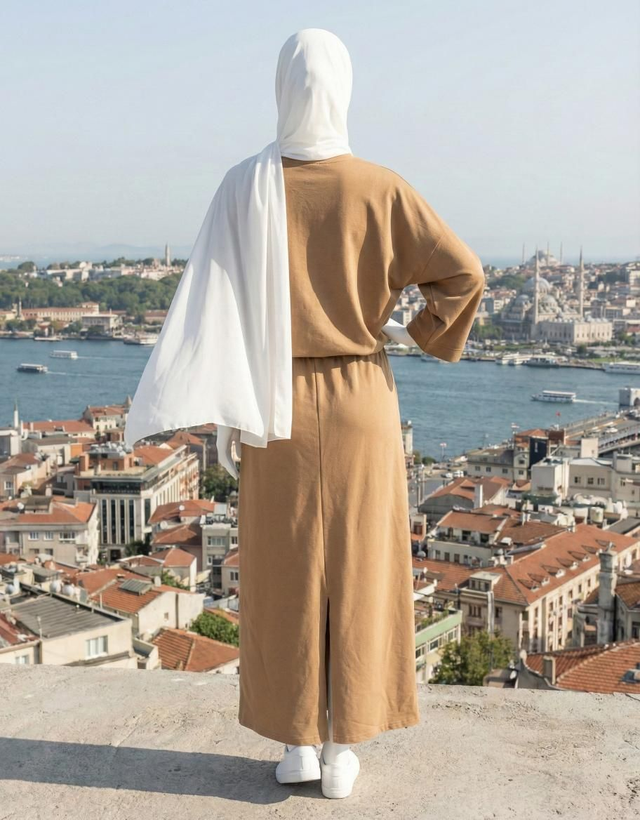 Rock-Set aus Baumwolle, Farbe Karamell