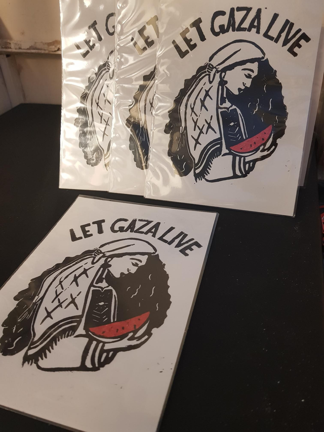 Lino Painting Let Gaza Live