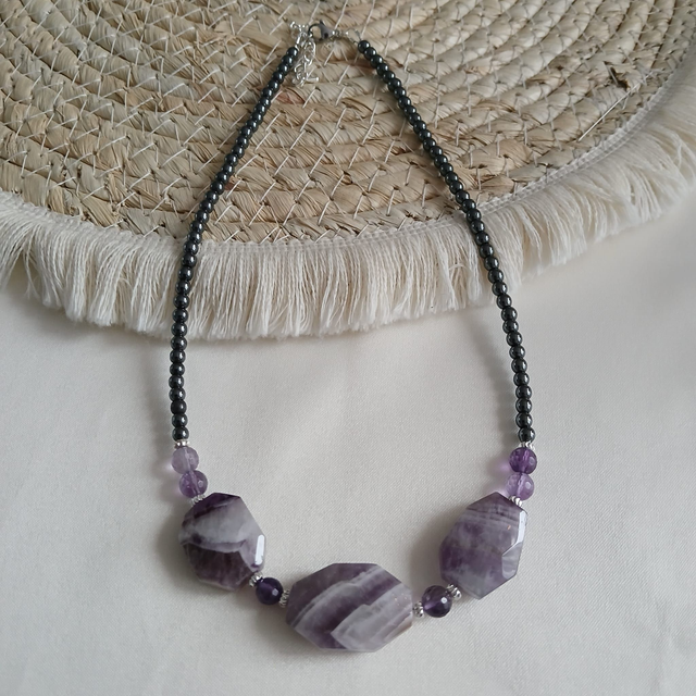 Dames ketting Amethist &amp; Hematiet (1.360)