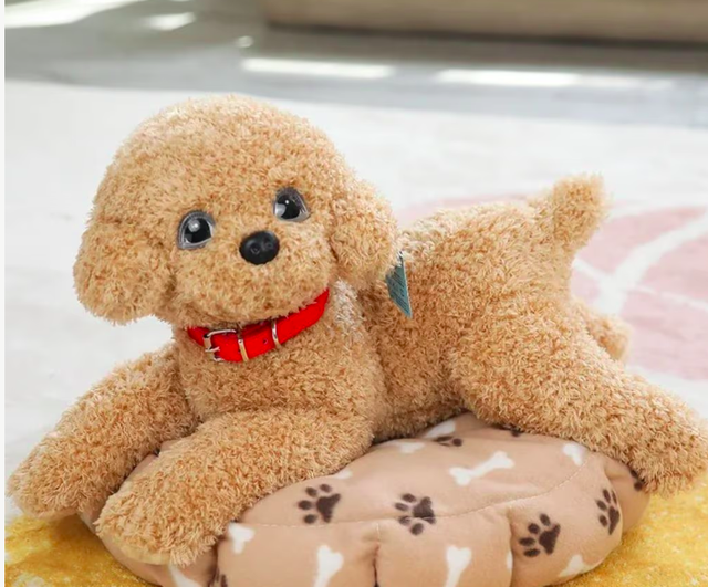 Zachte realistische Teddyhond knuffel lichtbruin (5cm)