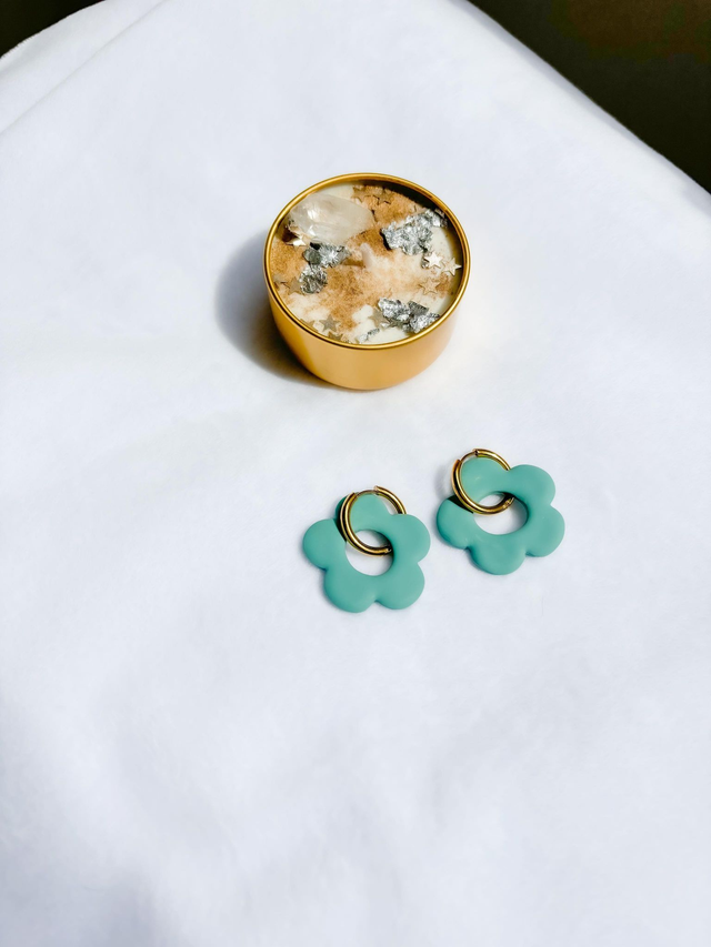Boucles d&#039;oreilles Fleur verte