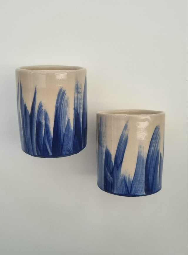 Toothbrush Holder Blue Watercolor Strokes