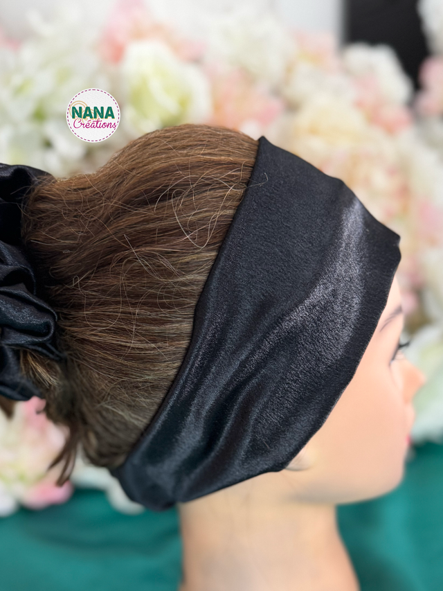 Bandeau Satin - Ébène – Fait main