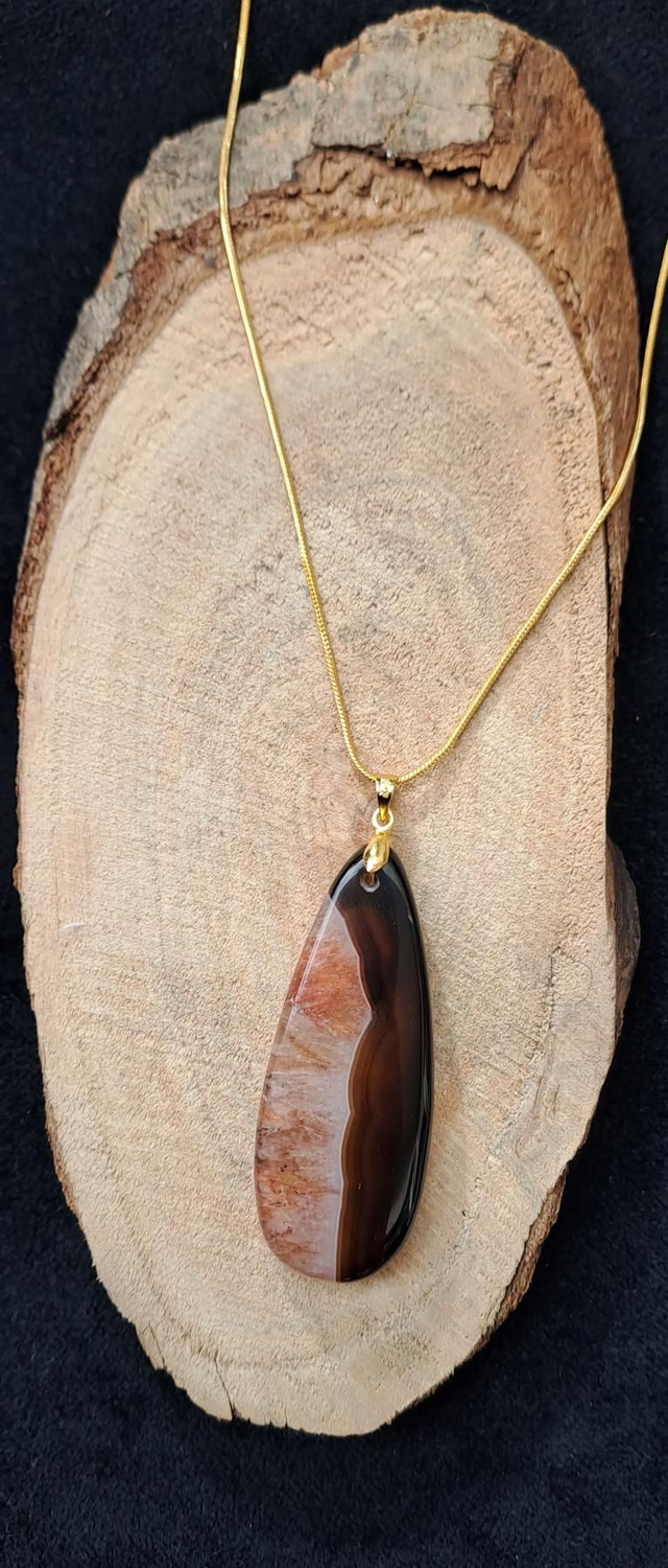 Agate de Feu sur chaîne à fermoir plaqué or
