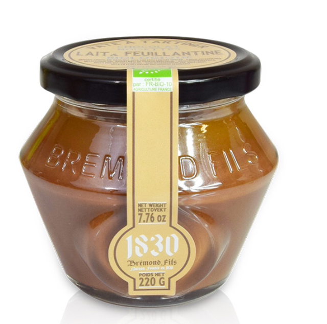 Pâte à tartiner BIO noisettes, lait et feuillantine