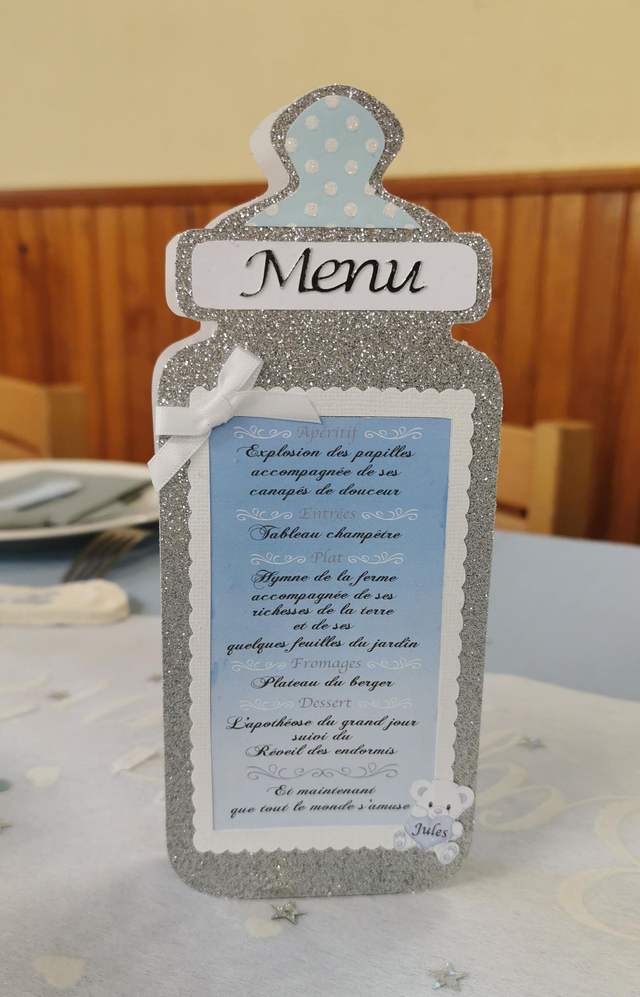 Menu forme biberon à personnaliser (sur commande)
