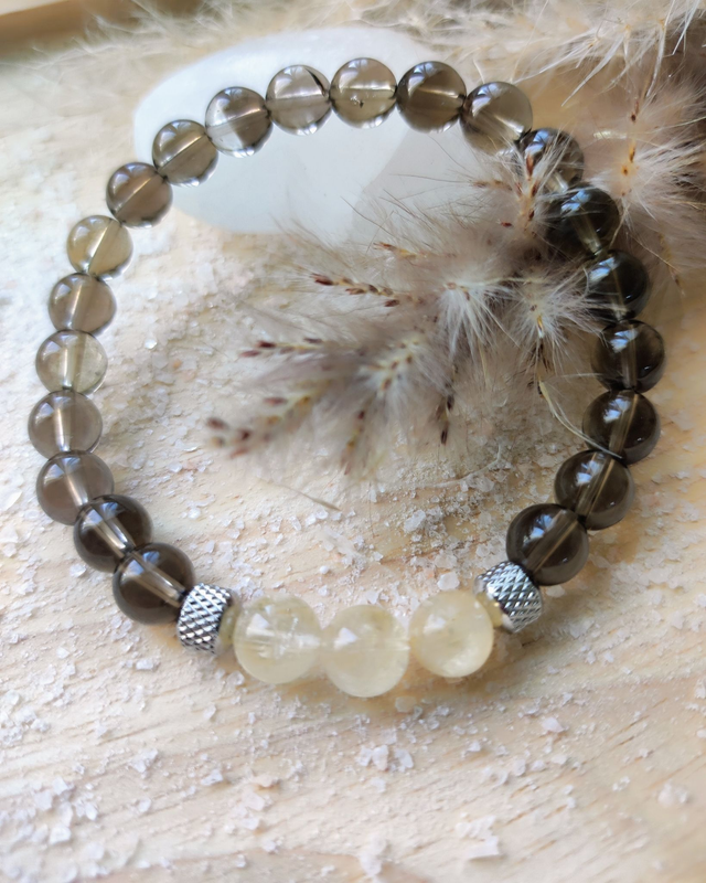 Bracelet "Optimisme" Quartz fumé et Citrine