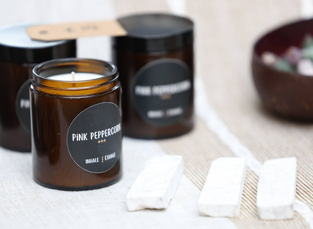 SOY WAX CANDLE - AMBER GLASS JAR