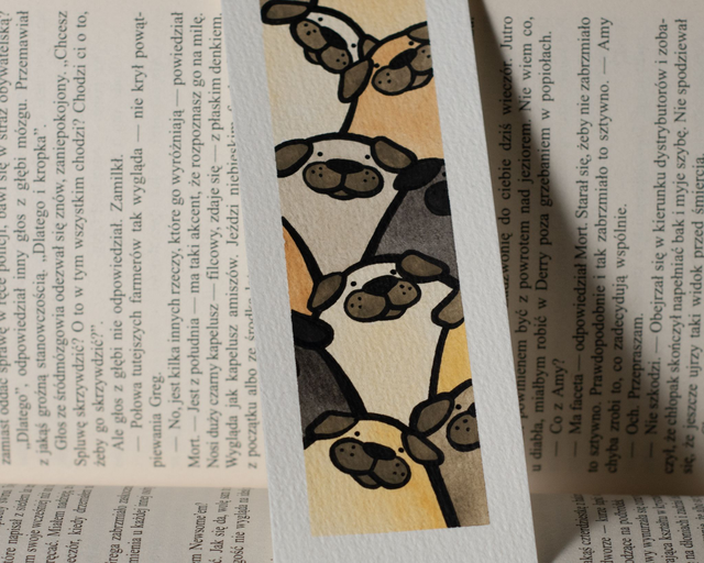 MOPSY zakładka do książki, ręcznie malowana akwarela 