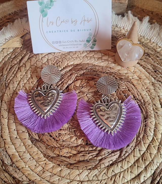 BO BOHEMEN COEUR ARGENTE / POMPONS LILAS 0001014