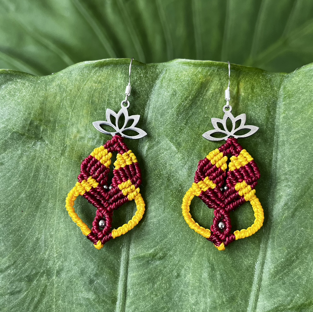 Boucles lotus rouge/jaune