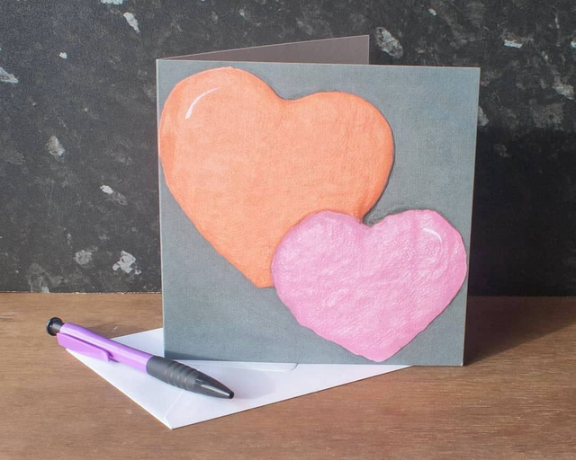 Love Hearts Greetings Card/Mounted Print (blank inside)