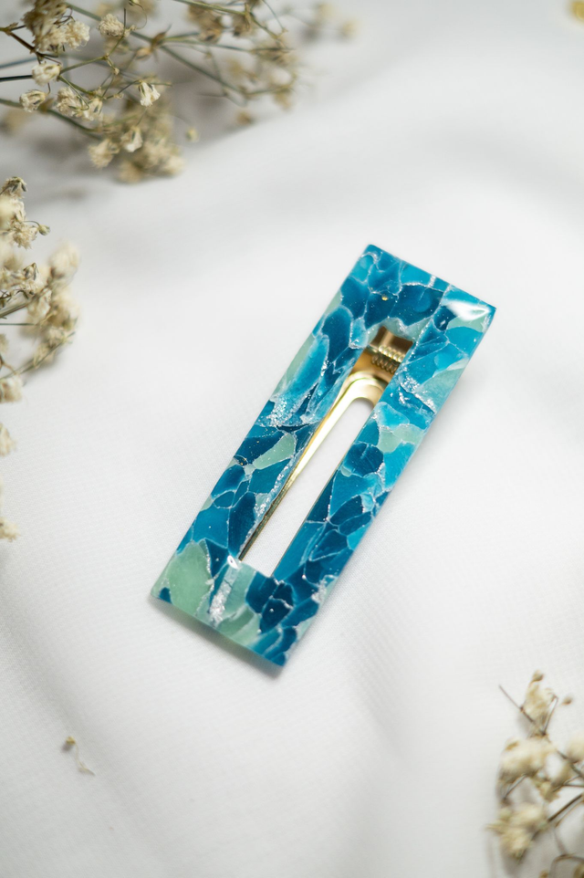 Coloris méditerranée - Barrette rectangle évidé