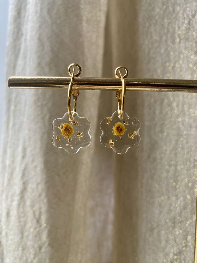 Créoles fleurs pleines - mimosa