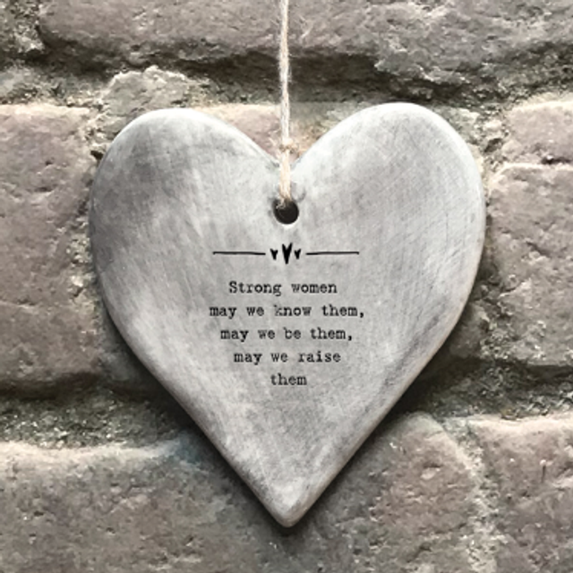 Strong women rustic hanging heart