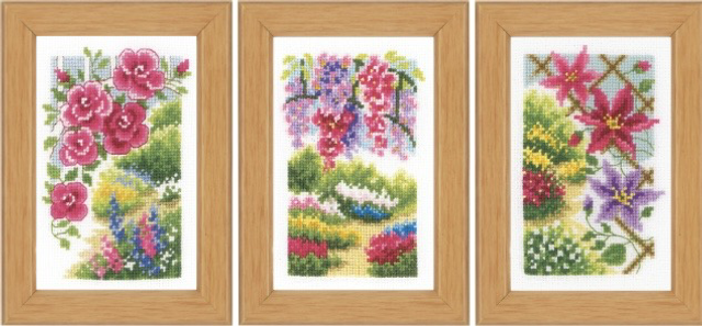 Counted Cross Stitch Kit: Miniatures: In my Garden: Set of 3