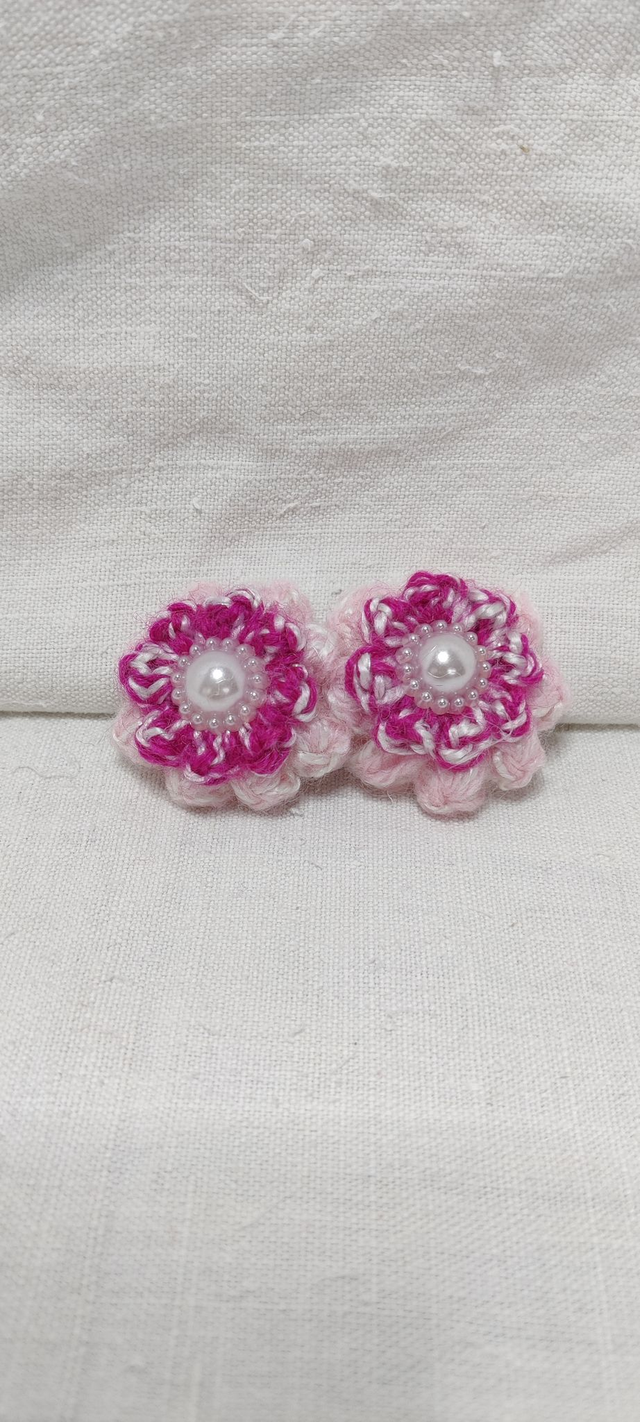 Barrette plate Parterre rose poudré