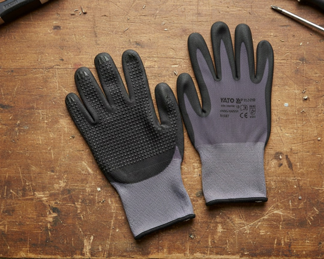 PRACOVNÍ RUKAVICE NYLON/NITRIL VEL.10 ČERNÉ_YT-74759