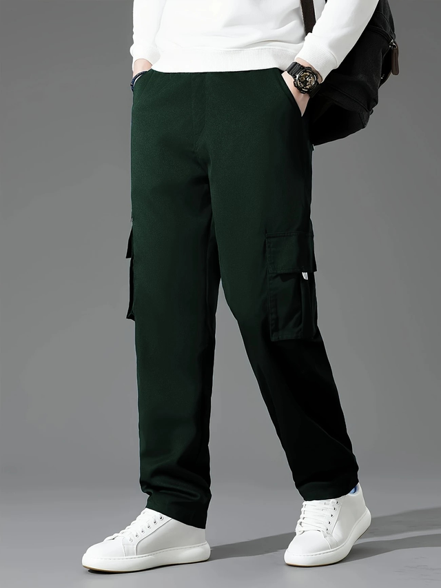 Men's Olive Green Cargo Pants with Multiple Pockets