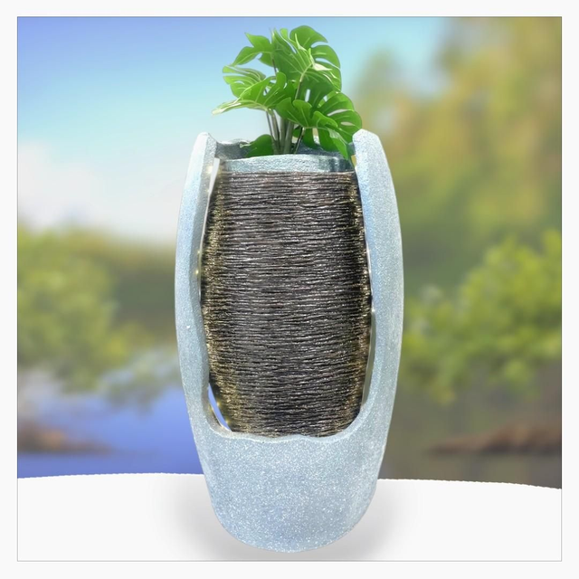 "Cascade plante led" - Fontaine en résine 70 cm