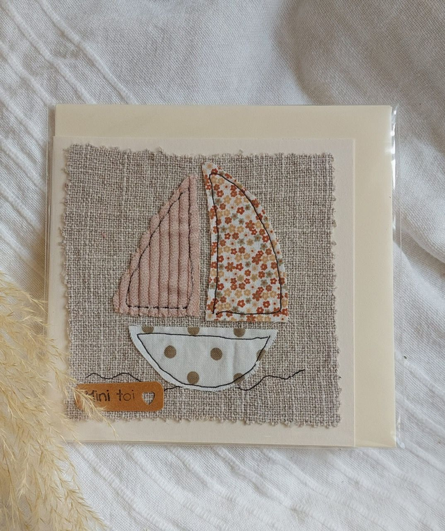 carte en tissu "petit bateau"