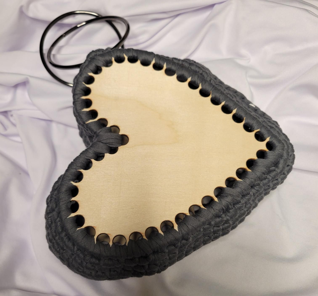 Mine heart crochet bag [grey]