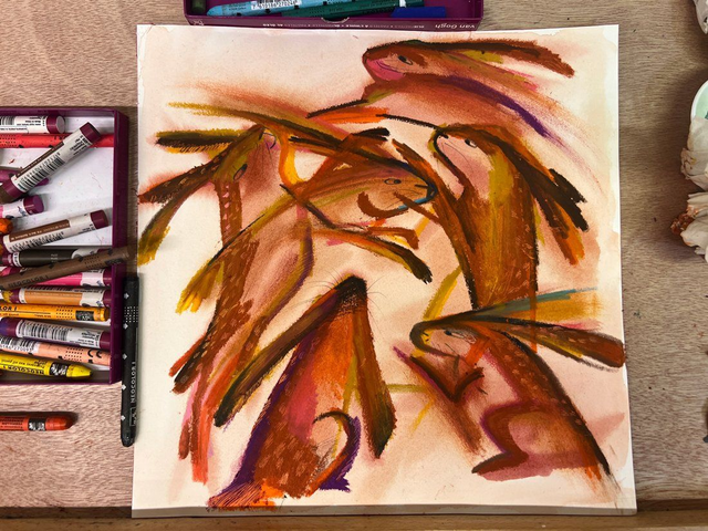 Six Hares (Original Painting)