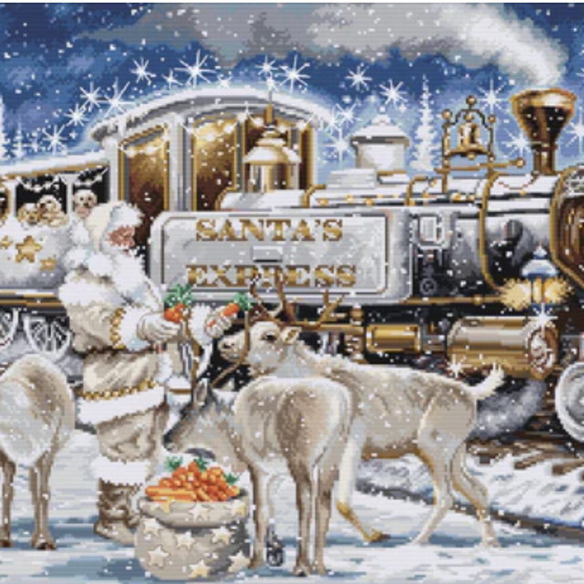 Cross Stitch Kit Luca-S Gold - Santa’s Express White.