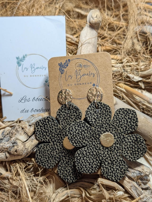 Boucles d'oreilles Ginette marron doré gi048