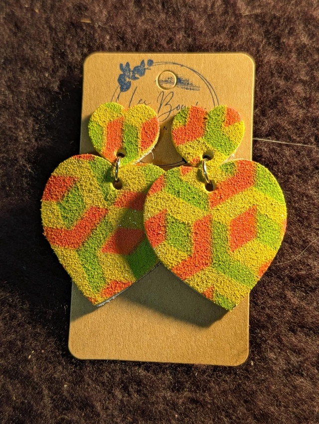 Boucles d'oreilles Louise jaune rose vert lo066