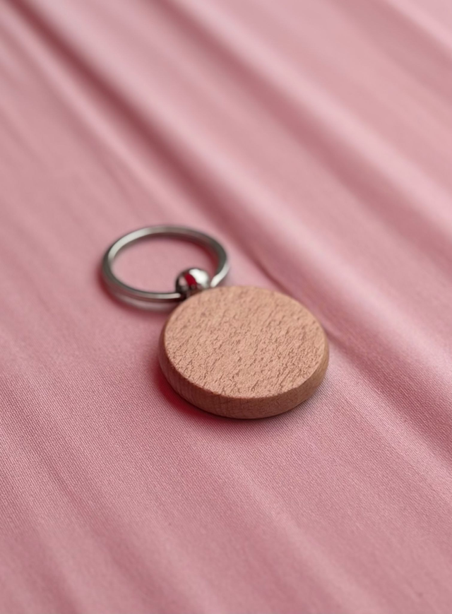Wooden Circle Keyring