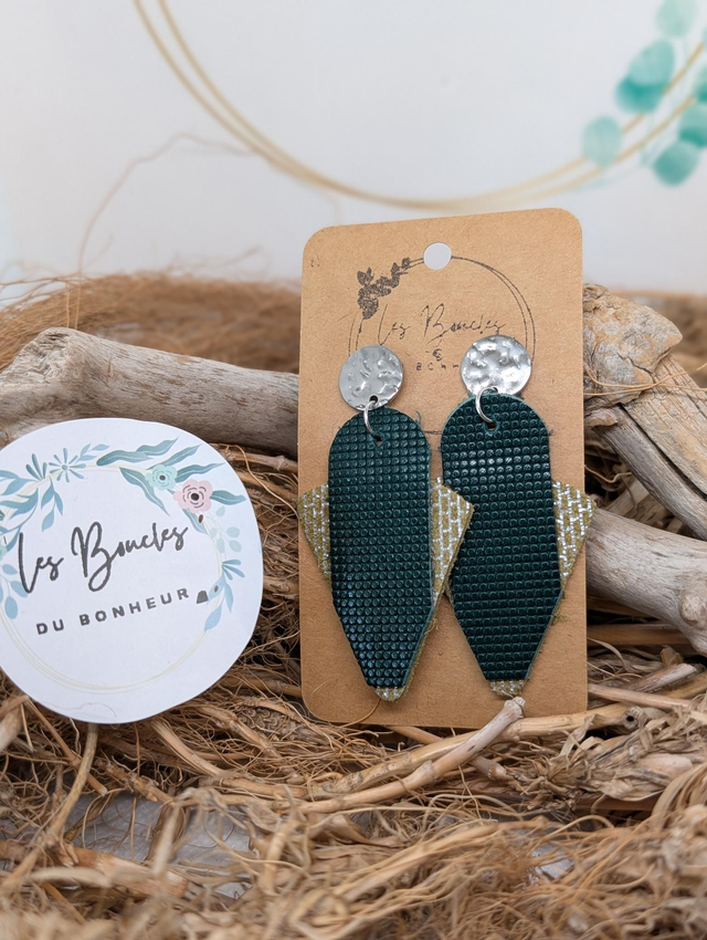 Boucles d'oreilles Graphique vert kaki gr012