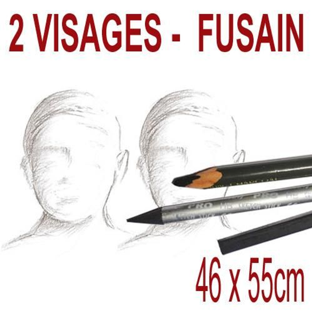 2 visages fusain- 46x55cm - 215€