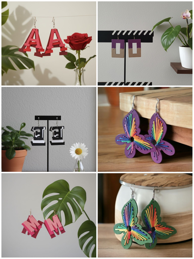 Boucles d'oreilles suspendues bois