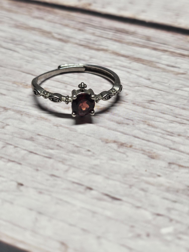 Bague en Argent 925 &amp; Grenat – Ajustable
