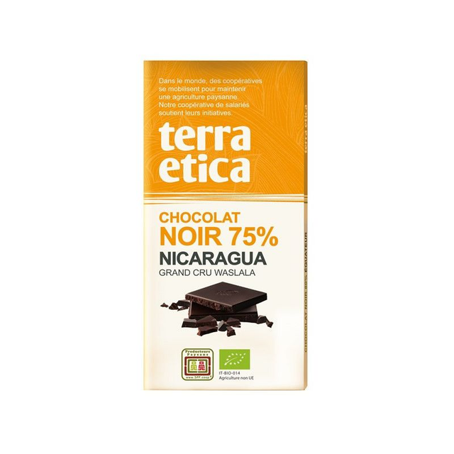 tablette de chocolat noir 75% de cacao origine Nicaragua 