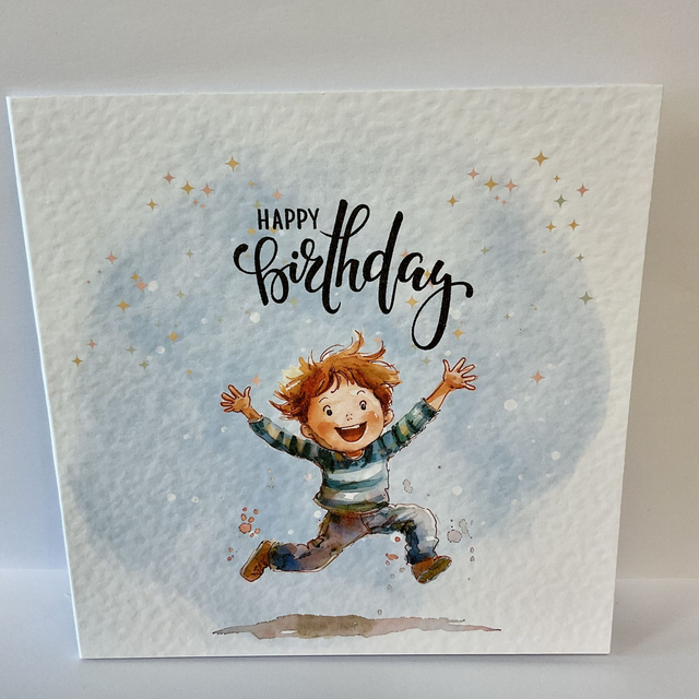 Birthday Card. Cute boy design.Fully customisable.  