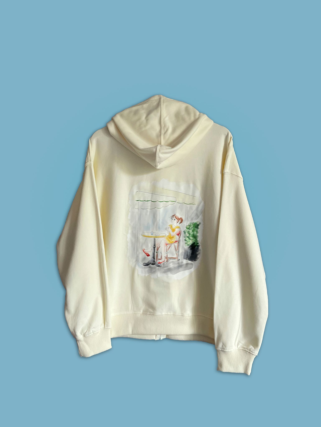 Sweat shirt zip capuche au café